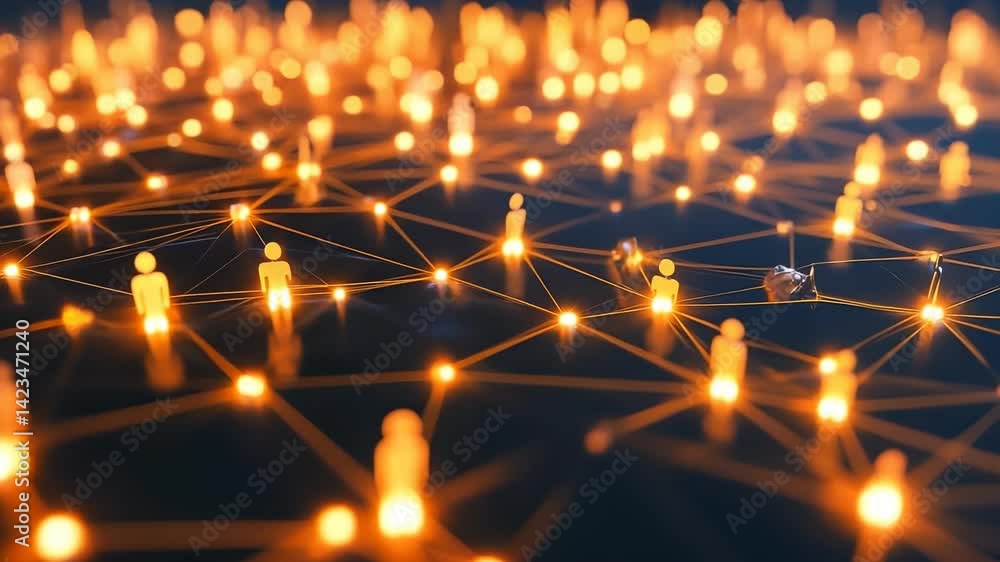 Aufkleber digital network visualization with glowing connections