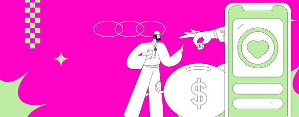 Internet financial management investment flat vector concept operation hand drawn illustration
