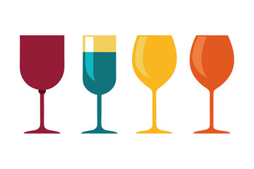 set of Wine Glass silhouette vector illustration