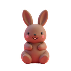 Fototapeta premium Cute Cartoon Rabbit Sitting on Pink Background Cheerful Easter Concept