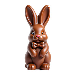 Obraz premium Chocolate Rabbit Candy with Bow Tie Standing on White Background