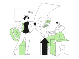 Internet financial management investment flat vector concept operation hand drawn illustration
