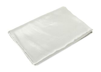 Clean silky bed linens on white background