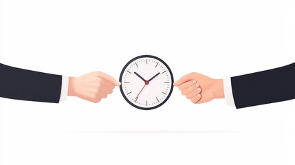 Hands Exchanging a Clock Symbolizing Time Management and Collaboration in a Professional Setting