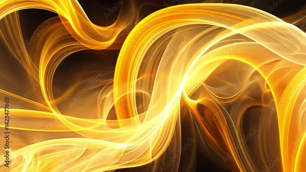 Poster abstract golden flames and waves create mesmerizing pattern of light and movement, evoking warmth, e