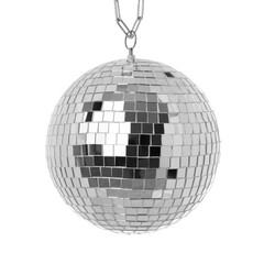 One shiny disco ball isolated on white