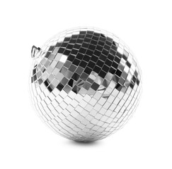 One shiny disco ball isolated on white