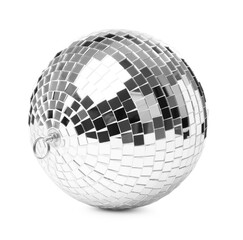 One shiny disco ball isolated on white