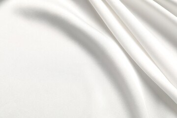 White crumpled silk fabric as background, top view