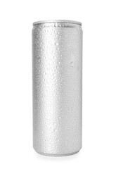 One wet tin can isolated on white