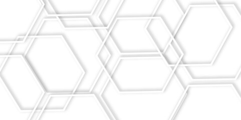 Abstract geometric technology 3d white light structure technology out line hexagon polygonal honeycomb luxury pattern vector background.	