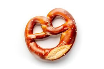 Pretzel or Bretzel, traditional German beer snack, a wheat bread with salt, isolated on a white background