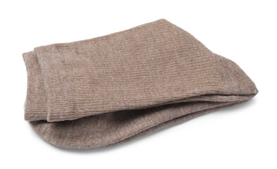 Pair of brown socks isolated on white