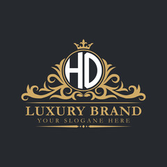 Luxury letter logo with crown initial monogram calligraphic.
