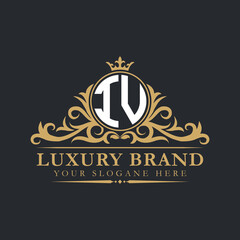 Luxury letter logo with crown initial monogram calligraphic.
