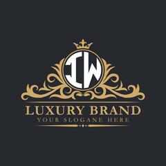 Luxury letter logo with crown initial monogram calligraphic.
