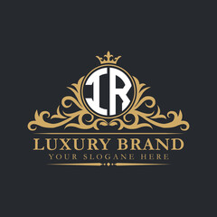 Luxury letter logo with crown initial monogram calligraphic.
