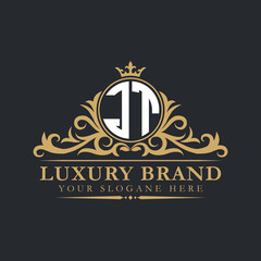 Luxury letter logo with crown initial monogram calligraphic.
