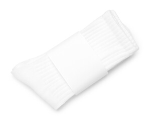 Pair of socks isolated on white, top view