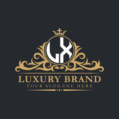 Luxury letter logo with crown initial monogram calligraphic.

