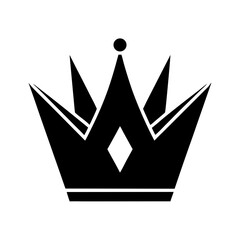 Crown icon flat style vector illustration for graphic and web design. Royal king crown symbol isolated on white background. Simple and minimal king crown black silhouette