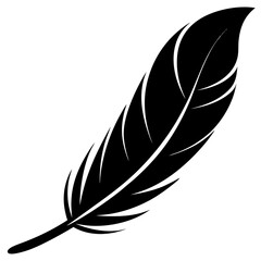 Fluffy Feather Silhouette Vector Icon, feather vector illustration icon isolated on a white background