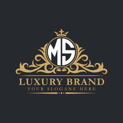Luxury letter logo with crown initial monogram calligraphic.
