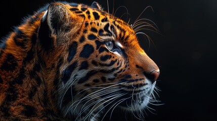 Obraz premium Close-up portrait of a jaguar with striking patterns and mesmerizing gaze