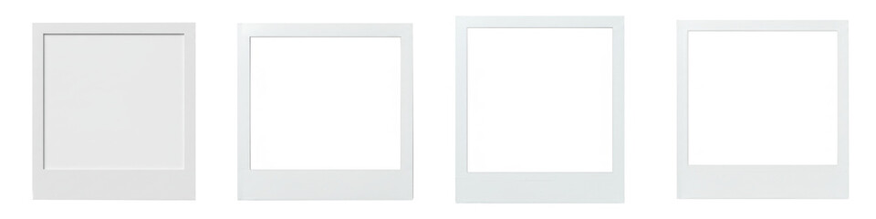Obraz premium Minimalistic arrangement of classic white frames on a crisp white backdrop evokes nostalgia