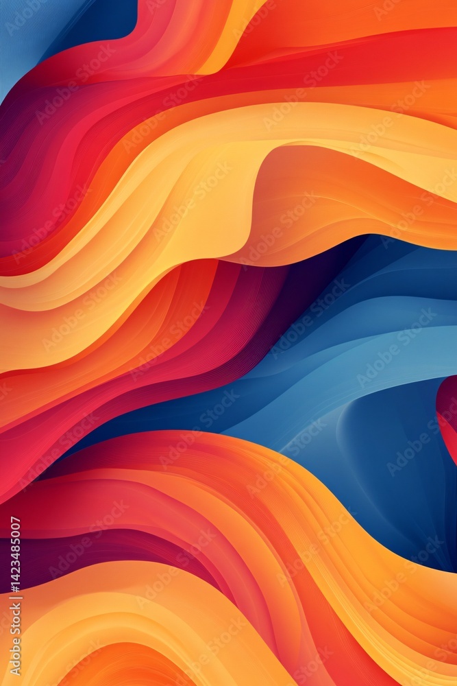 Poster Abstract colorful background with wavy shapes flowing smoothly