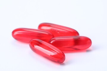 Collagen capsules isolated on white. Dietary supplement