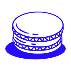 A blue and white cake with a blue plate. The cake is a symbol of celebration and happiness