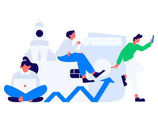 Internet financial management investment flat vector concept operation hand drawn illustration
