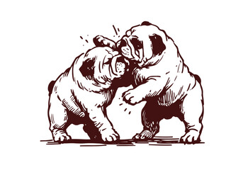 Bulldog Hand Drawn Illustration Sketch Vector Isolated by AZ for Graphic Arts Design and Decoration Asset