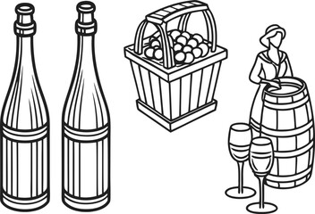 Bottle Illustration Set for Branding and Design. Clean Bottle Clipart Pack for Commercial Use. Colorful Bottle Graphics for Print and Web. Minimal Bottle Icons for Product Mockups