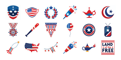 4th of July, American Independence day graphic elements set