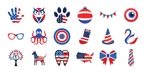 4th of July, American Independence day graphic elements set