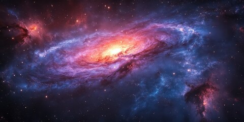 Fototapeta premium Stunning view of a swirling galaxy in deep space showcasing vibrant colors and cosmic dust