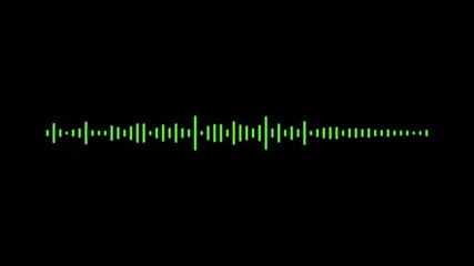 Green, Blue, and White Sound Wave Animation on transparent background with alpha channel. Modern Audio Spectrum Visualizer. Futuristic Digital Pulse Waveform for Music, Podcast, Tech Projects
