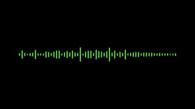 Green, Blue, and White Sound Wave Animation on transparent background with alpha channel. Modern Audio Spectrum Visualizer. Futuristic Digital Pulse Waveform for Music, Podcast, Tech Projects