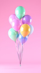 Pastel Balloons Against Pink