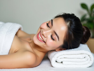 Obraz premium Woman relaxing with a towel