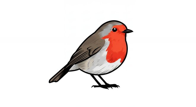 Charming robin bird illustration cute wildlife animal drawing simple nature artwork for design