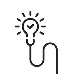 innovation or insight icon like light bulb with tick