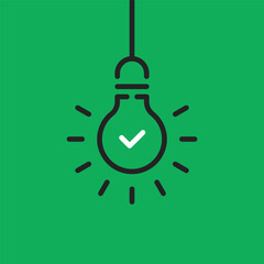 top tip icon with hanging light bulb like insight