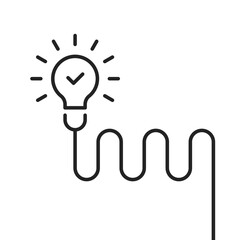 insight icon like thin line light bulb with wire