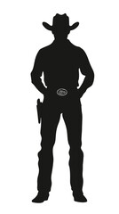 Silhouette of Cowboy in Black, Minimalist Vector Design, Western Theme Illustration