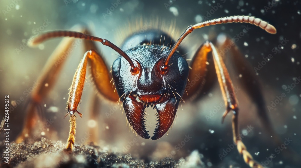 Aufkleber a close-up of a worker ant on a rough surface, capturing the texture of its body and the surface det