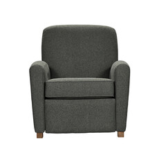 Modern gray upholstered armchair on white background studio shot . Cut out isolated on white background