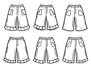 Culottes vector line art illustration